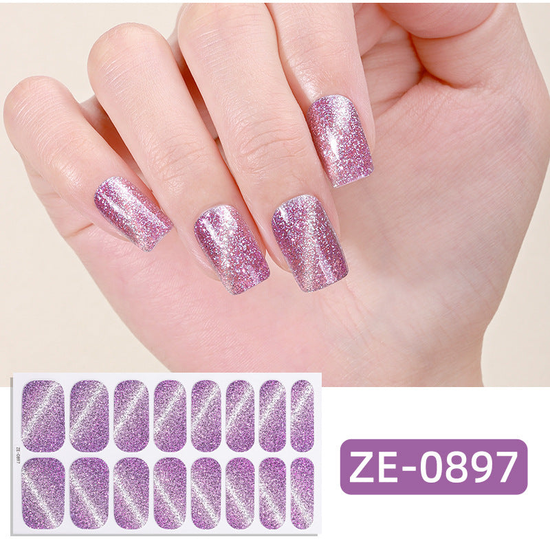 16 Pcs Cat Eye Glitter Nail Stickers