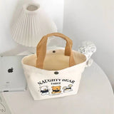 Bear Print Canvas Handbag