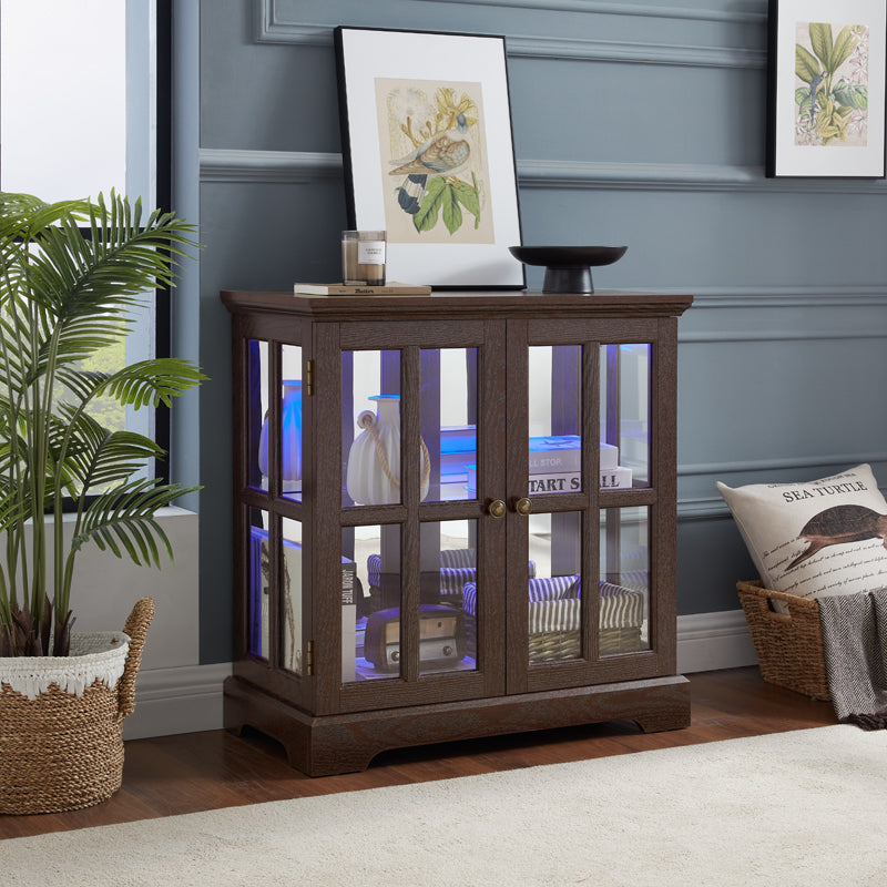 LED Curio Display Cabinet with Adjustable Shelves Retro