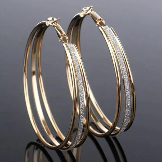 Women Multi-Layer Frosted Alloy Earrings Exaggerated Circle Ear Jewelry