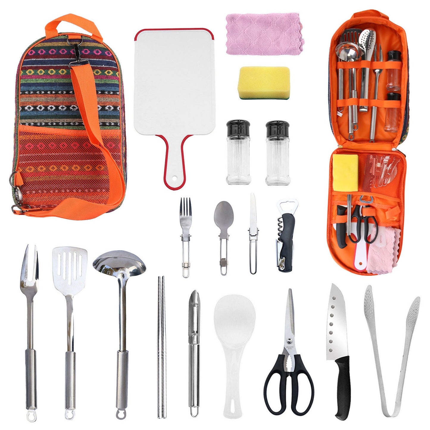 19Pcs Camping Cooking Utensil Kit Portable