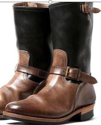 Mens Belt Buckle Mid-Calf Boots