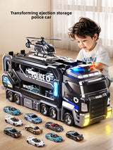 Transforming Police Car Toy with Track and Ejection Features
