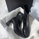 Women Genuine Leather Square Toe Boots