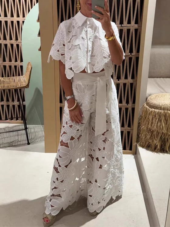 Open-necked sweater, wide-leg pants set Clothing & Accessories product image 1