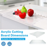 Clear acrylic cutting board, non-slip edge detail