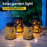 European garden wrought iron hollowed-out solar hanging lights Outdoor