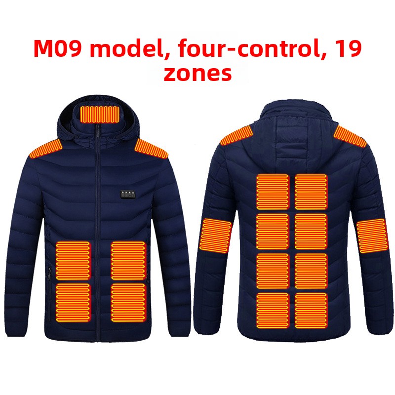 Men's Electric Heating Jacket Hooded Windproof Thermal Coat with USB Power
