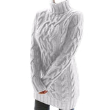 Womens Retro Cable Knit Turtleneck Sweater Dress