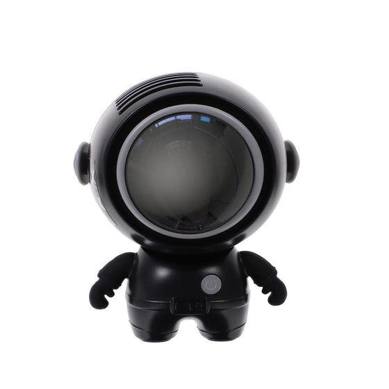 Black astronaut mini fan, front view