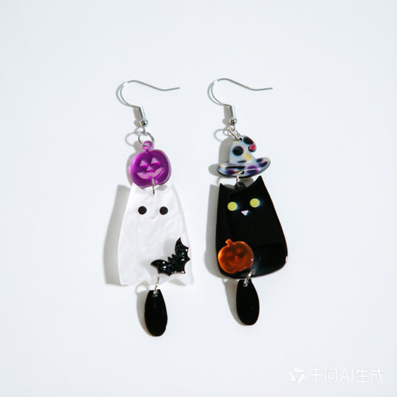 Halloween Acrylic Earrings Ghost Pumpkin Bat Design