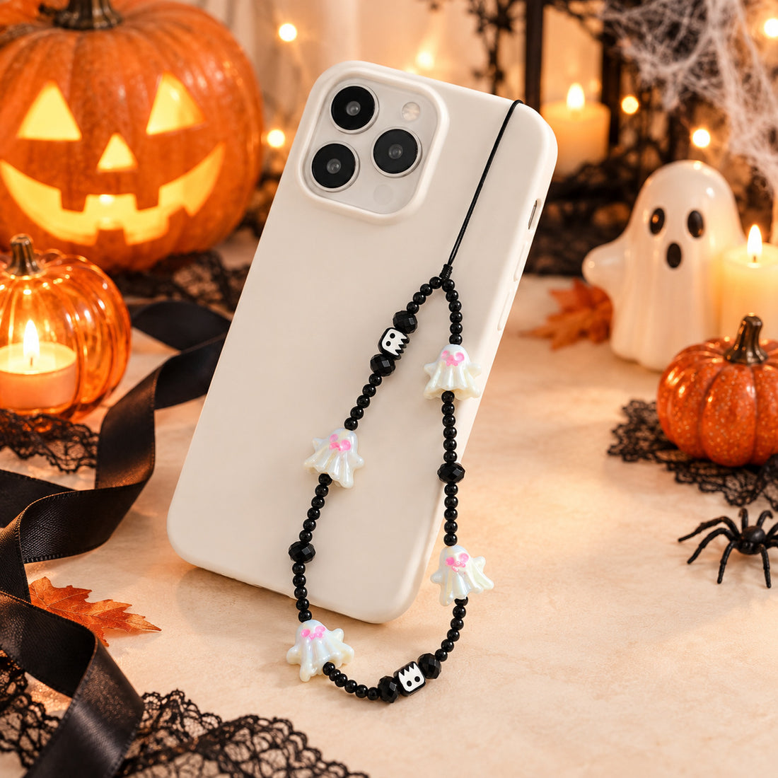 Halloween Pumpkin Skull Phone Chain Accessory