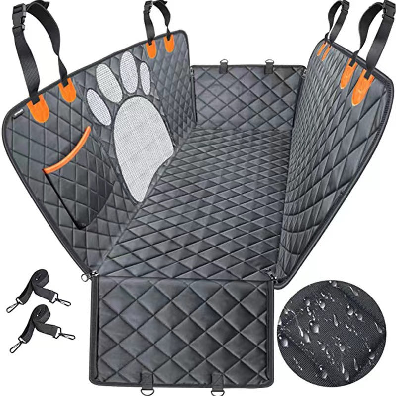 Waterproof Car Pet Seat Cushion with Paw Print Design