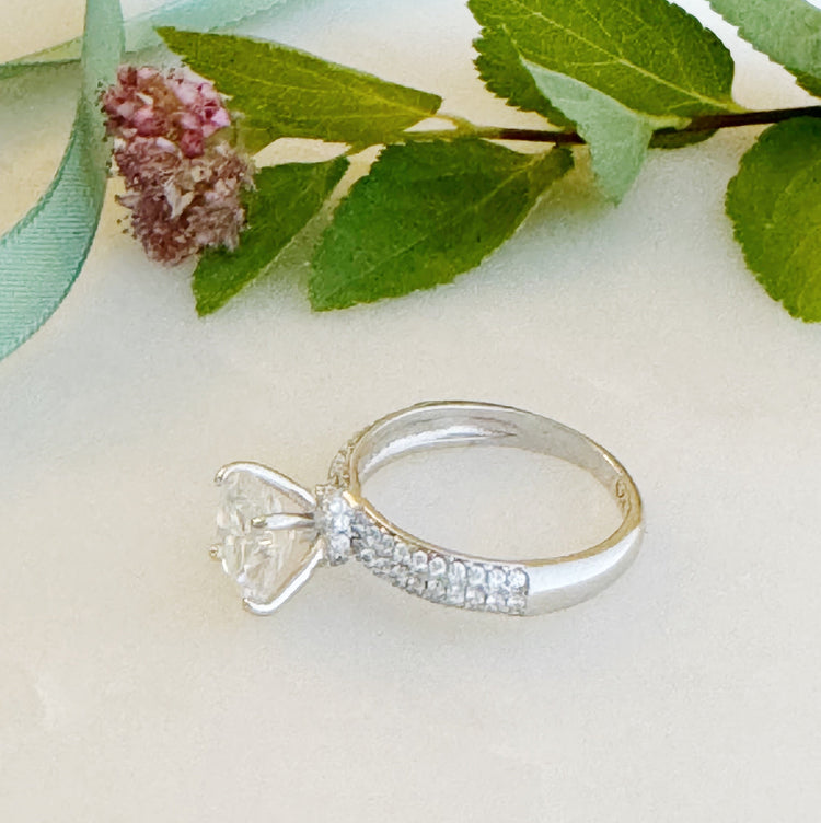 Hidden Halo Round Cut Moissanite Engagement Ring - Image 2