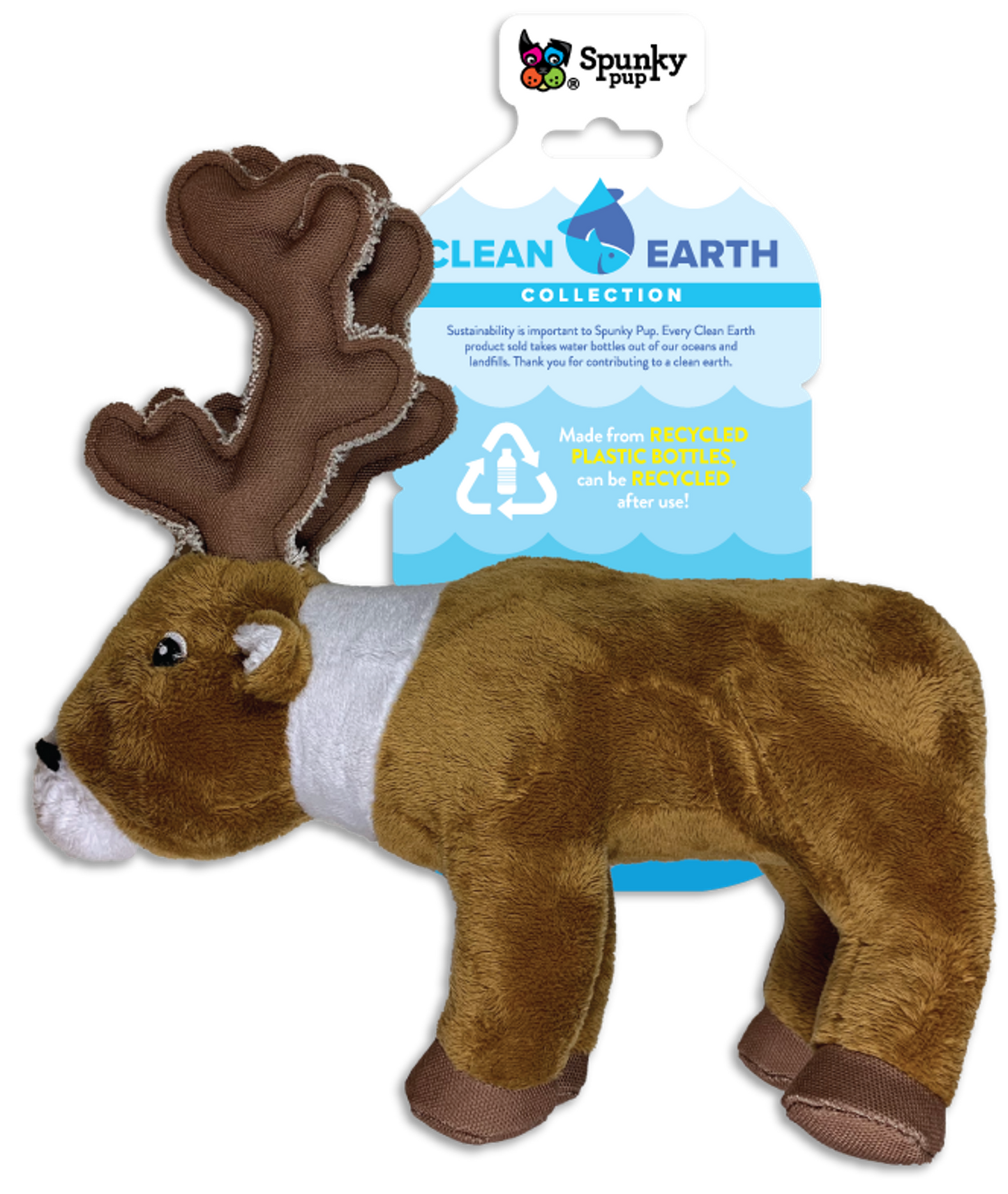 Spunky Pup Clean Earth Caribou Plush Dog Toy