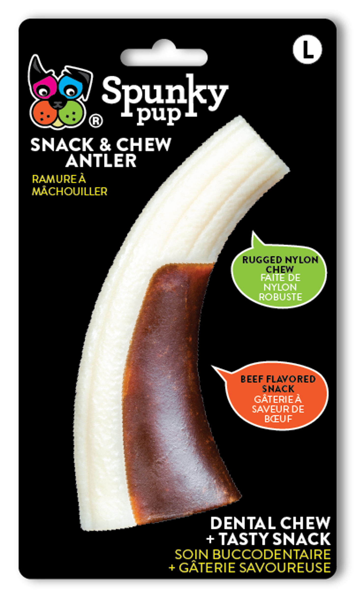 Spunky Pup Snack & Chew Antler Dog Toy
