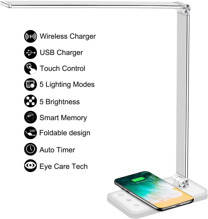 LED flex desk lamp, full view lit up