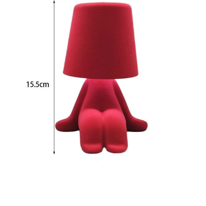 Textile-embroidered thinker figurine - rechargeable touchable night light