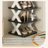 Close-up of angled shoe rack tier holding sneakers