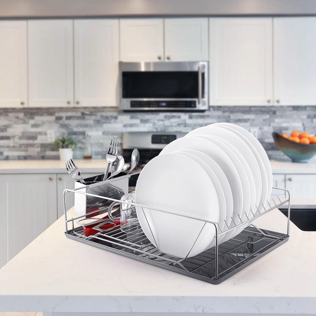 Stainless Steel Dish Drying Rack with Drainboard