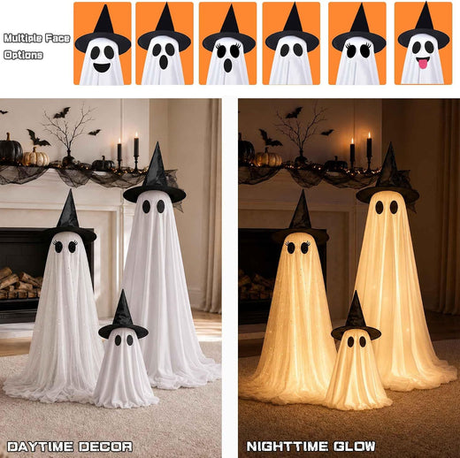Remote Control LED Ghost Decorations with DIY Accessories
