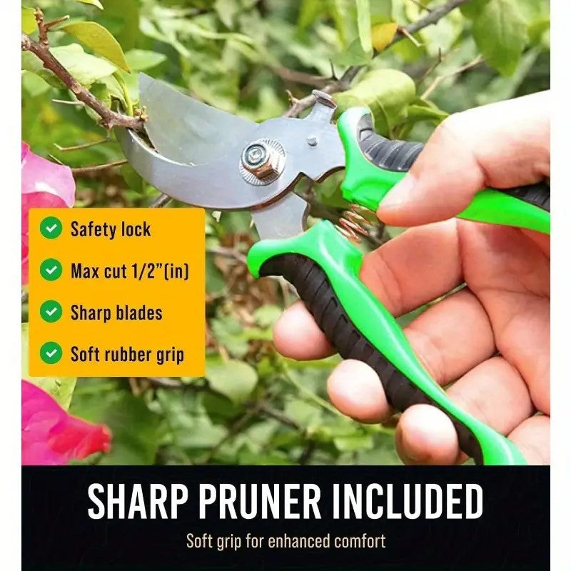 8-piece garden hand tool set with pruning shears, gloves and storage tote, photo 2 of 8