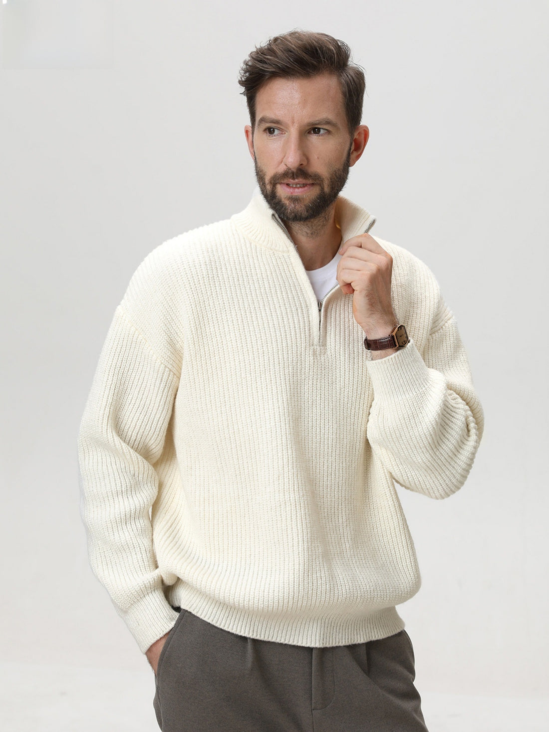 Mens Vertical Stripe Knit Sweater
