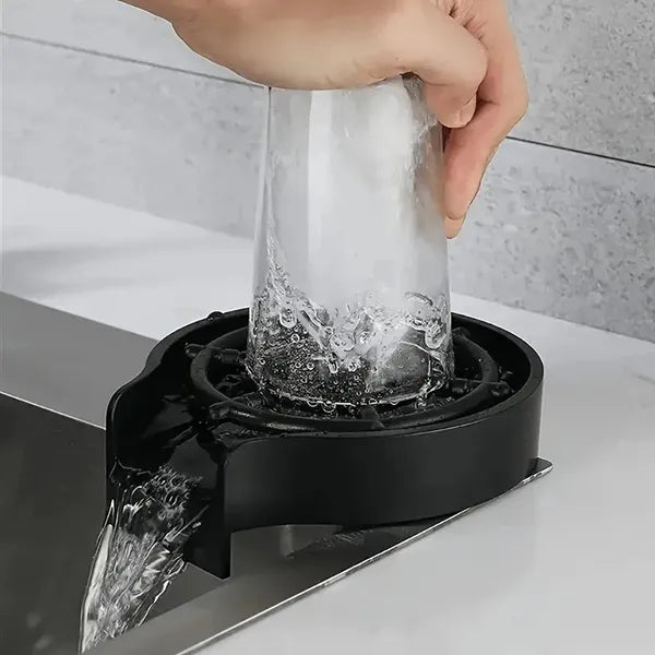 Automatic cup washer mounted in kitchen sink