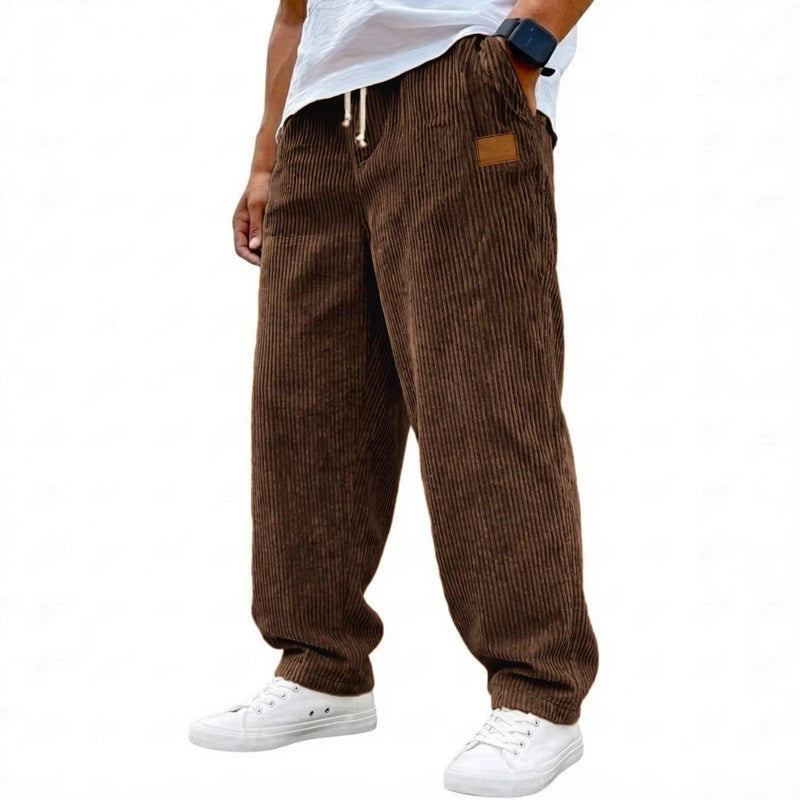 Men's 3D Digital Print Straight Leg Casual Pants with Drawstring Mid-Rise Full Length Trousers