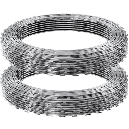 98 ft galvanized steel razor wire roll single spiral coil for perimeter fence