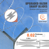 98 ft galvanized steel razor wire roll single spiral coil for perimeter fence - close-up detail