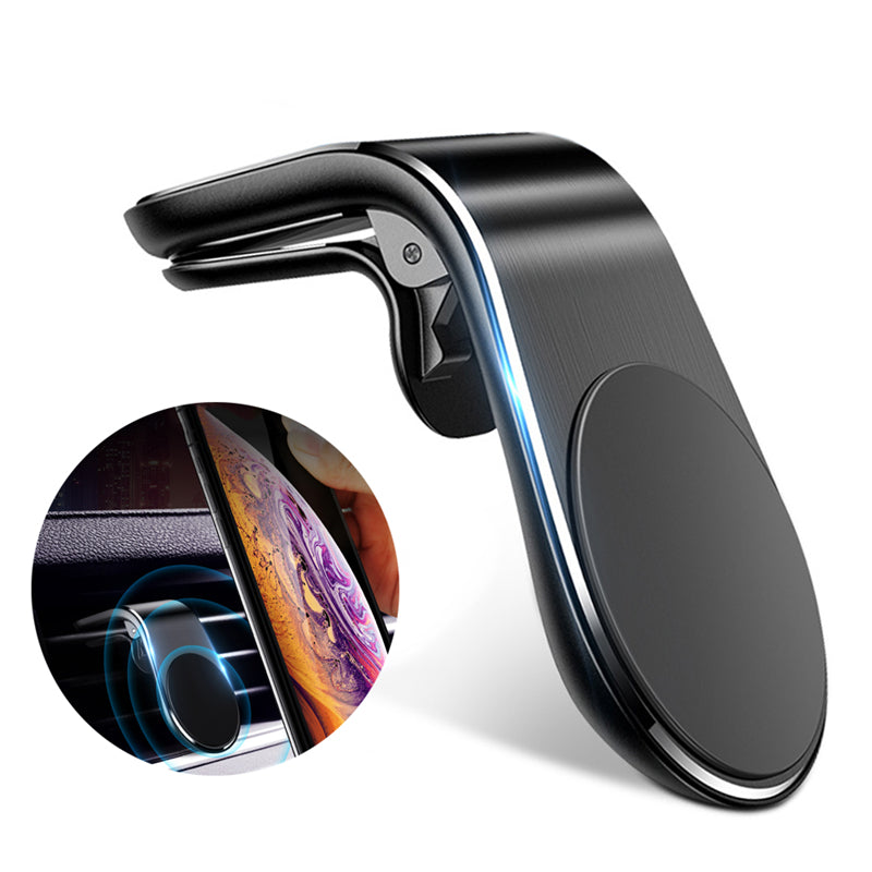 Magnetic car air vent phone holder installed dashboard angle