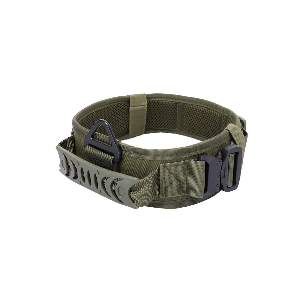 Tactical dog collar with metal buckle and quick-release function