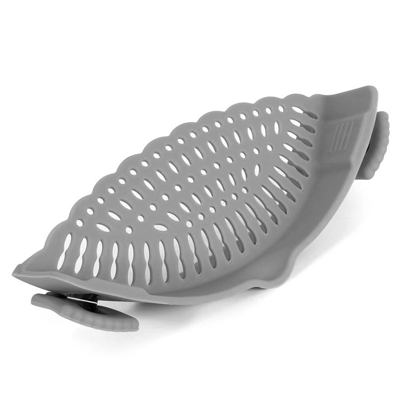 Clip On Silicone Kitchen Strainer Anti Spill Pot Edge Draining Basket