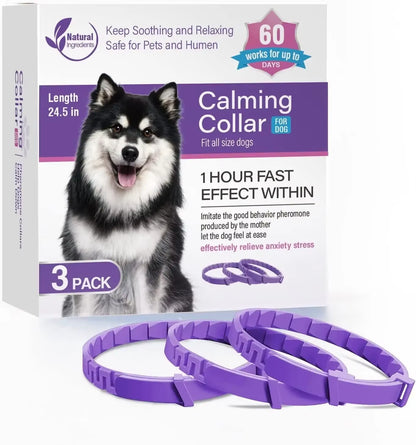 CalmPaws calming collar 62 cm size shown on larger pet