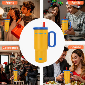 Yellow tumbler surrounded by people celebrating together