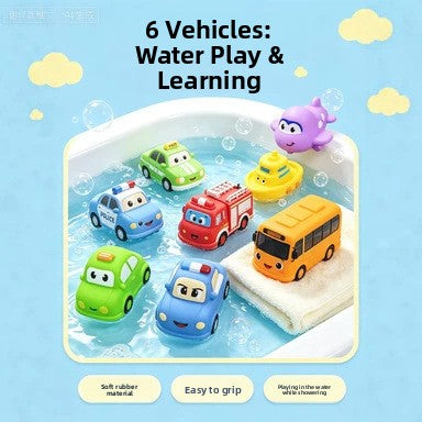 Cute Cartoon Squeeze Vinyl Toy Car Set