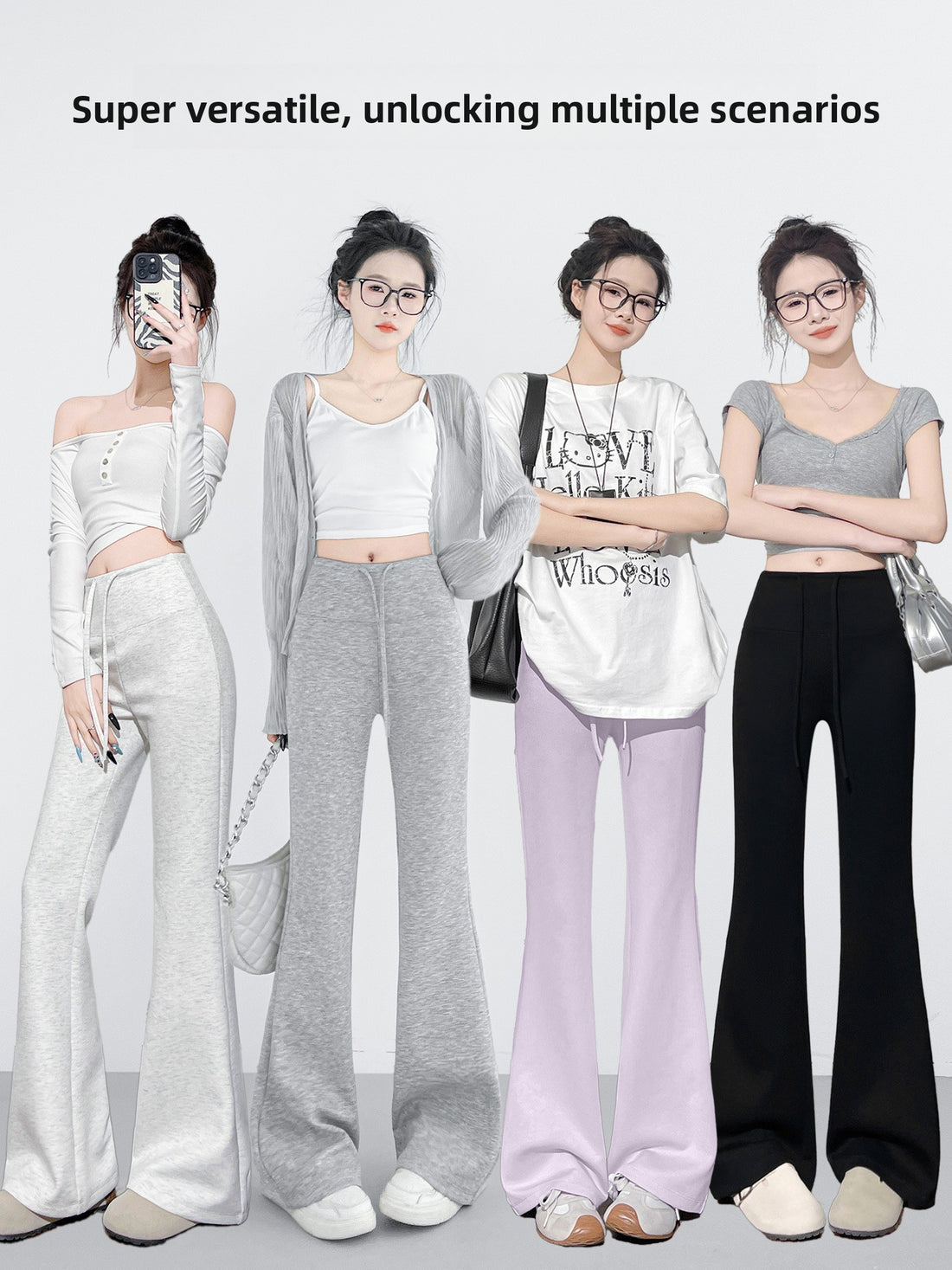 Women's Slim Fit Drawstring Micro Flare Leggings
