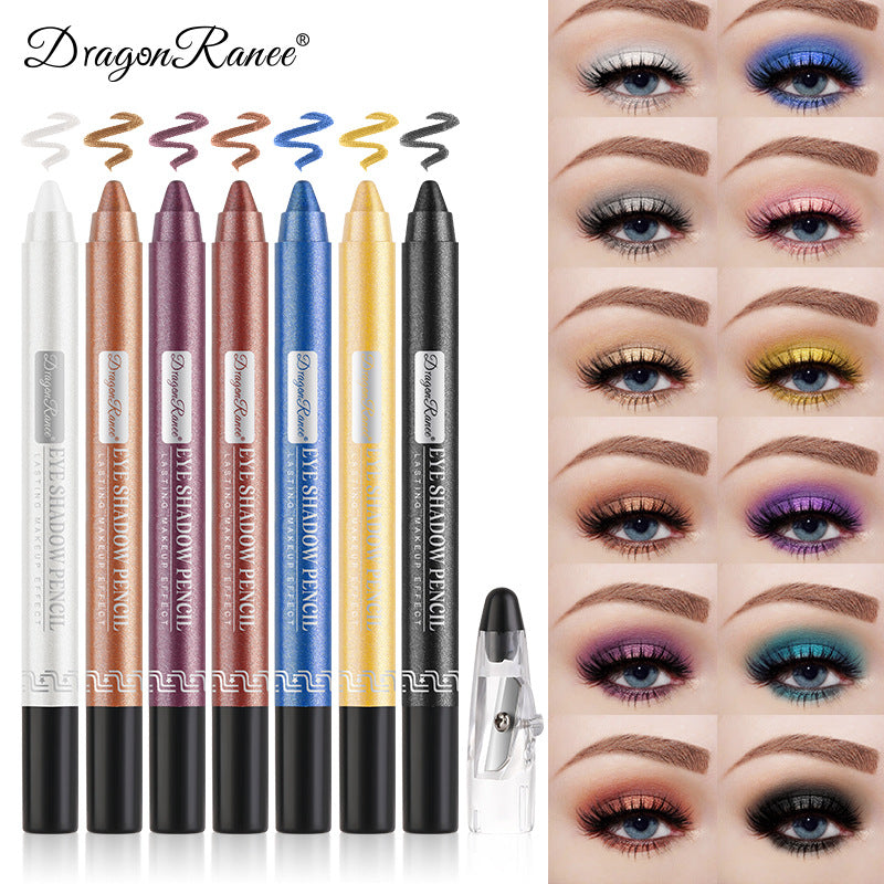 Pearlescent Creamy Eyeshadow Pencil with Built-in Sharpener Long-lasting Shimmer Eye Makeup