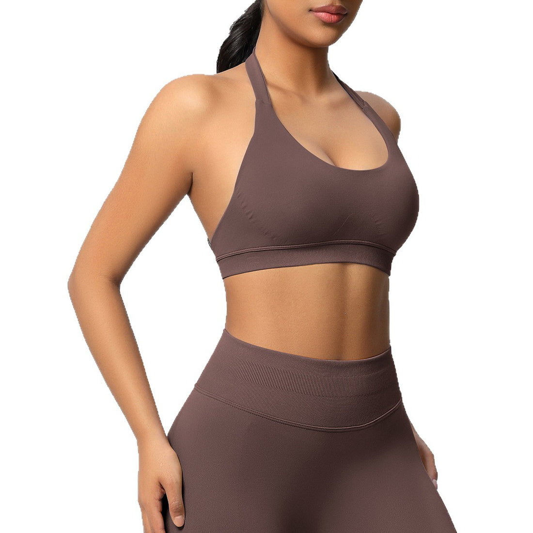 Women's seamless strappy back sports bra and leggings set, photo 5