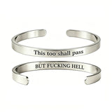 Engraved C-Shape Stainless Steel Bracelet
