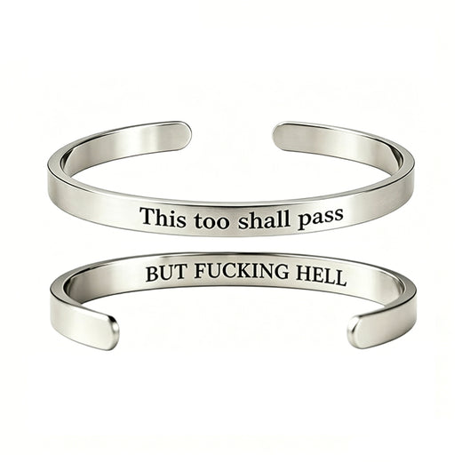 Engraved C-Shape Stainless Steel Bracelet Clothing & Accessories product image 1