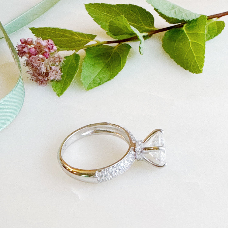 Hidden Halo Round Cut Moissanite Engagement Ring - Image 5