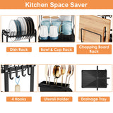 2 tier dish drying rack holding plates and bowls
