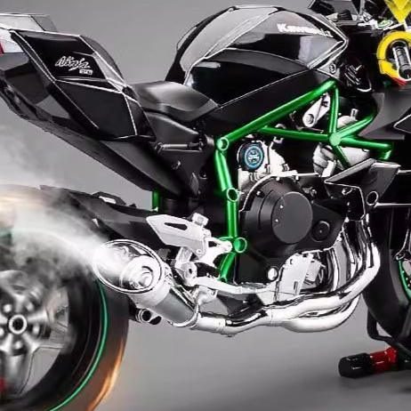 Kawasaki H2R Alloy Motorcycle Model with Dynamic Effects