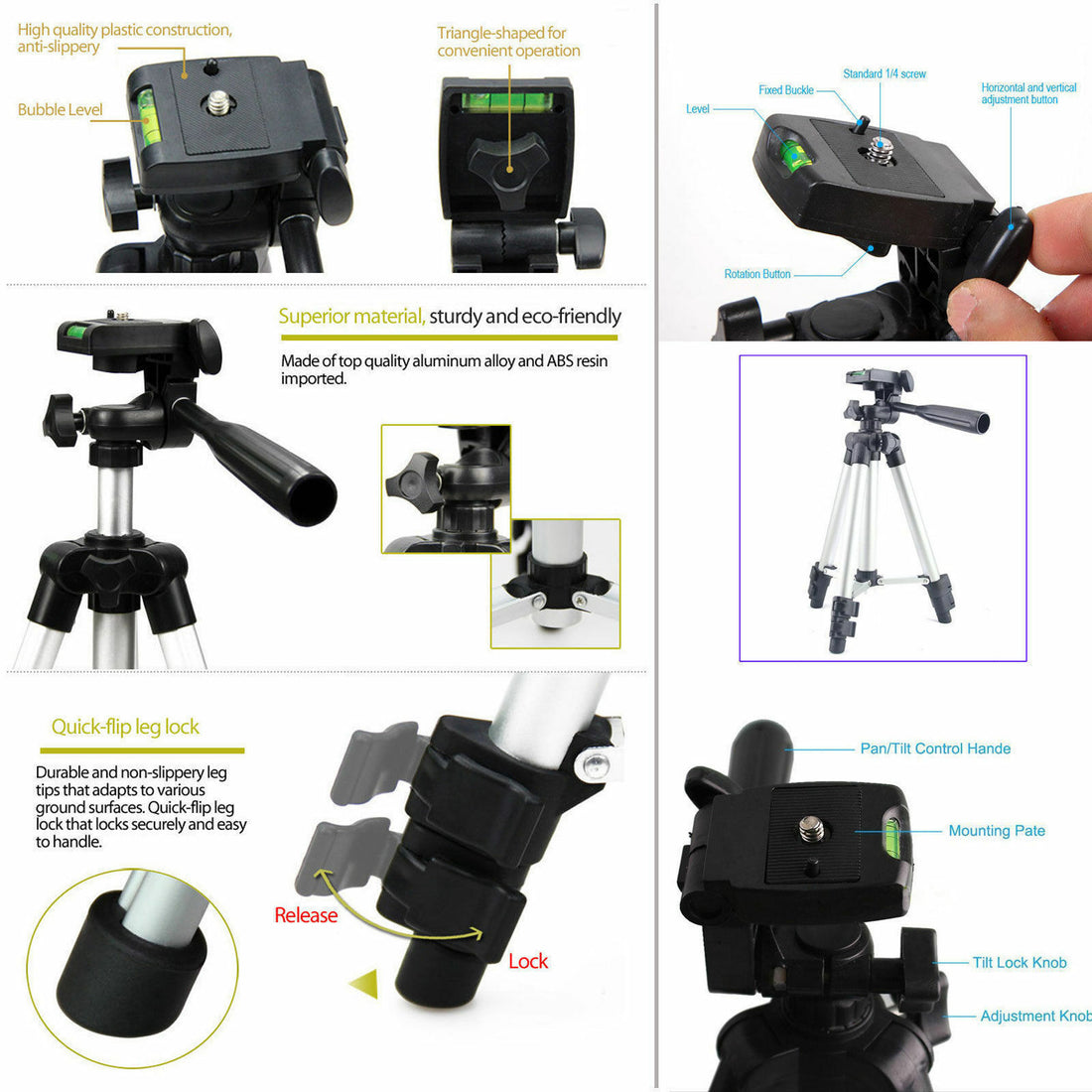 Phone tripod stand with foldable legs collapsed