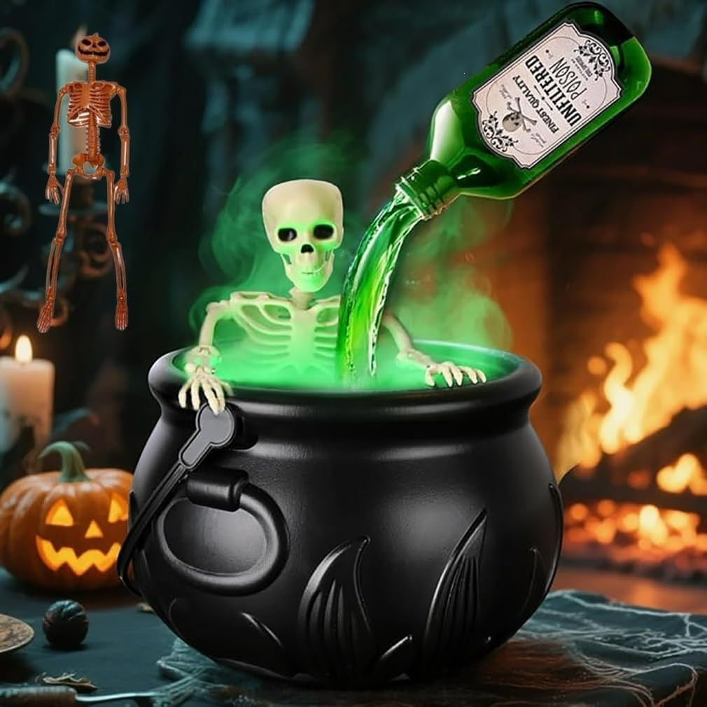 Halloween Witch Bucket Decoration Flame Skull Bucket Indoor Decor