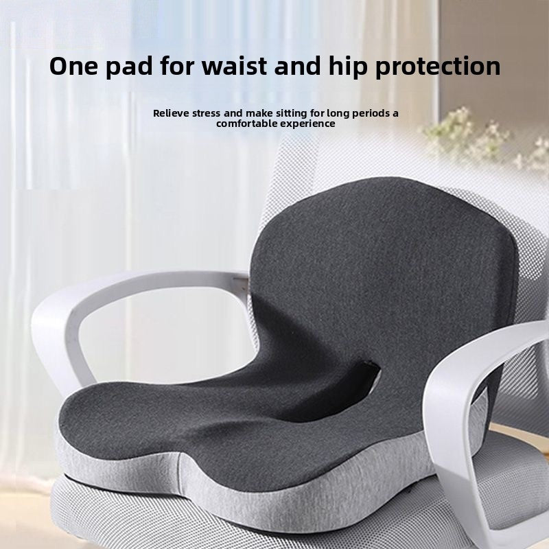 Integrated Lumbar Support Cushion with Memory Foam Backrest Breathable Office Chair Pad