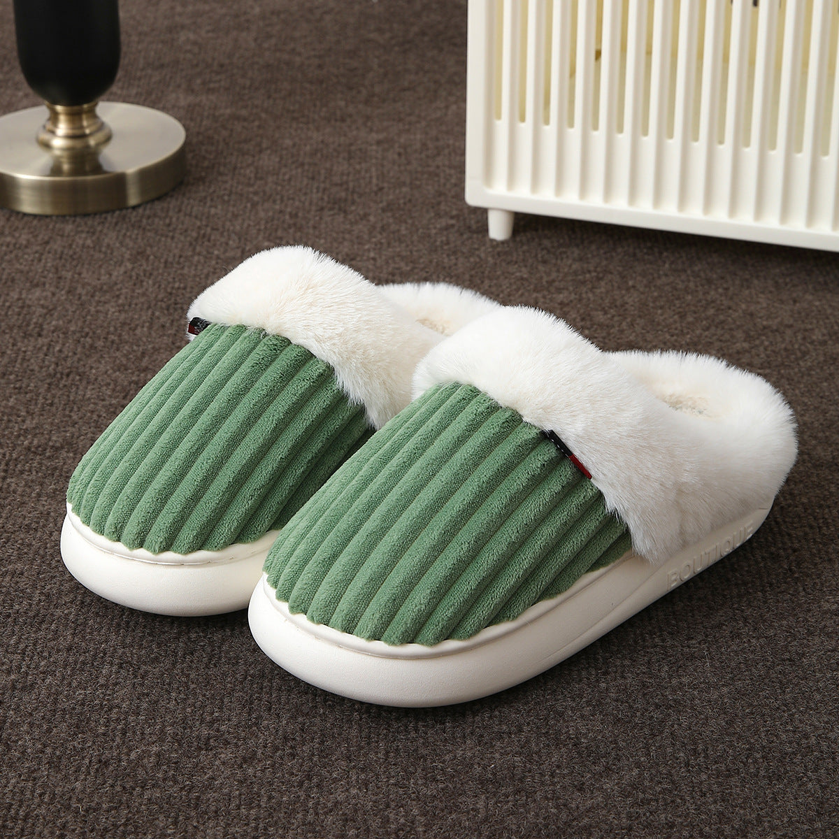 Plush Indoor Slippers with Fur Lining