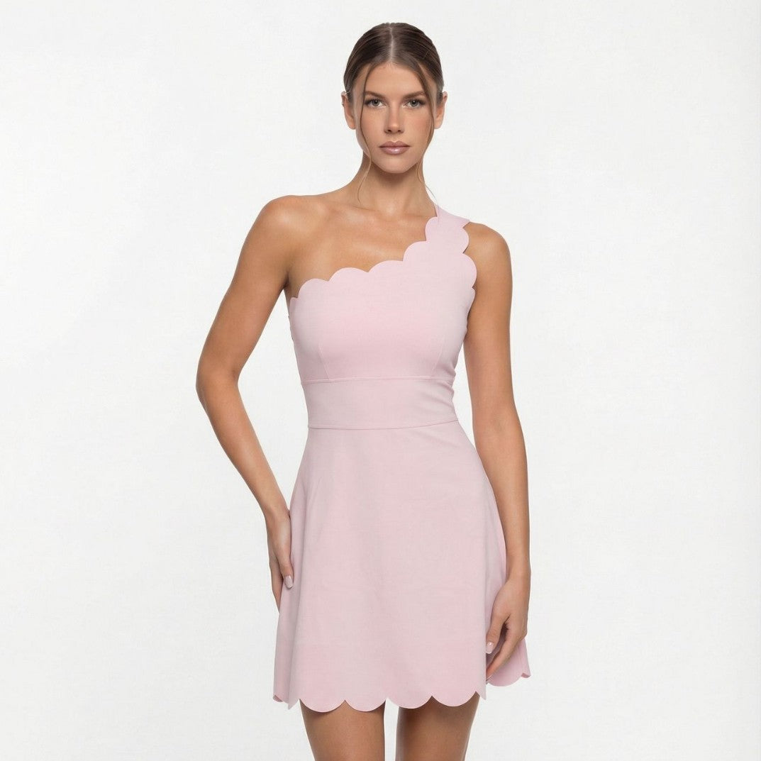 Women's one-shoulder lace-trim sports dress for yoga and tennis, photo 1